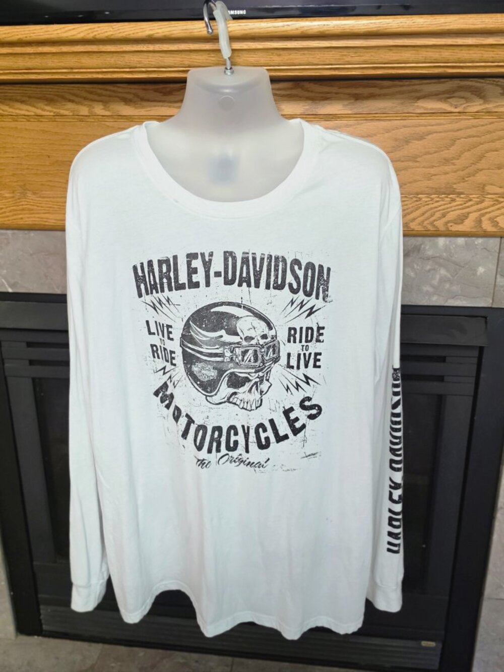 Harley-Davidson Nassau Bahamas Skull Long Sleeve Shirt 3XL White Biker Graphic
